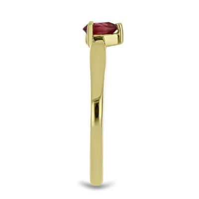 BUY 925 SILVER GOLD PALTED WITH GLASS FILLED RUBY GEMSTONE RING